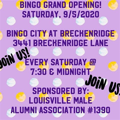 charity bingo schedule louisville ky|Bingo City At Breckenridge .